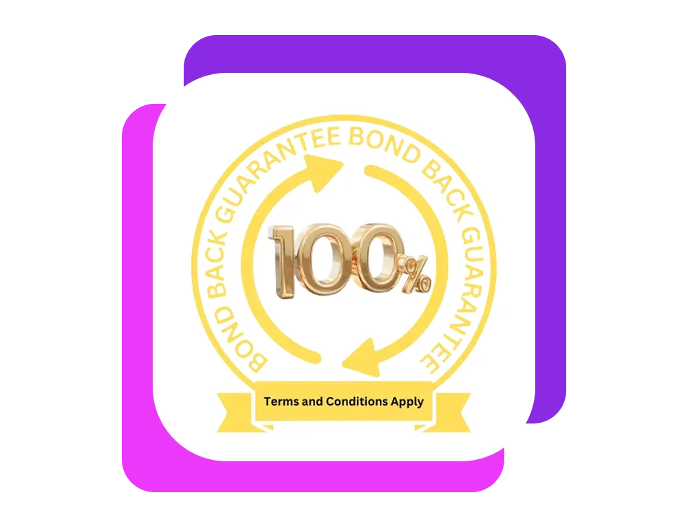 A round, gold-colored emblem with arrows circling the bold “100%” text, symbolizing a full refund or guarantee of quality service. Squeaky Clean Perth End of Lease cleaning has bond back guarantee. And Bond back guarantee for Vacate Cleaning Perth