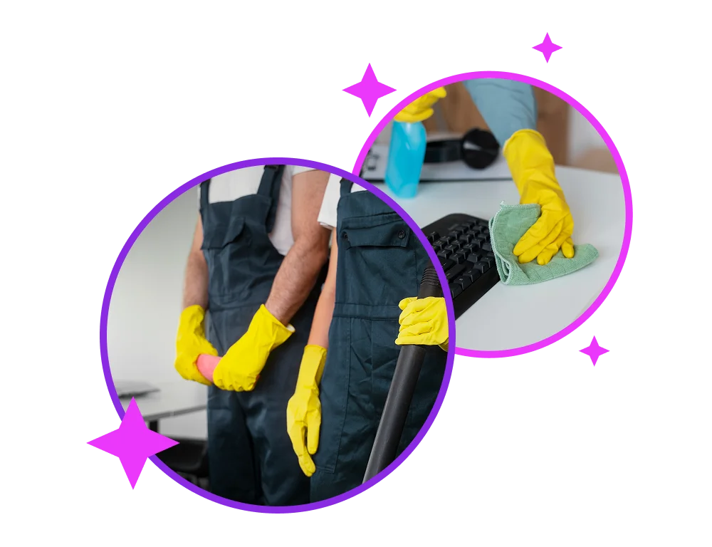 Image shows Squeaky Clean Perth professional cleaners cdoing general cleaning service perth. Office Cleaning Perth, Cleaning around keyboard.