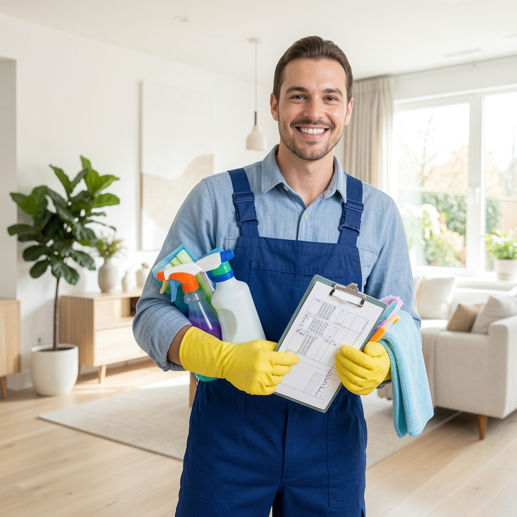 Professional cleaner in Perth finishing a deep cleaning service