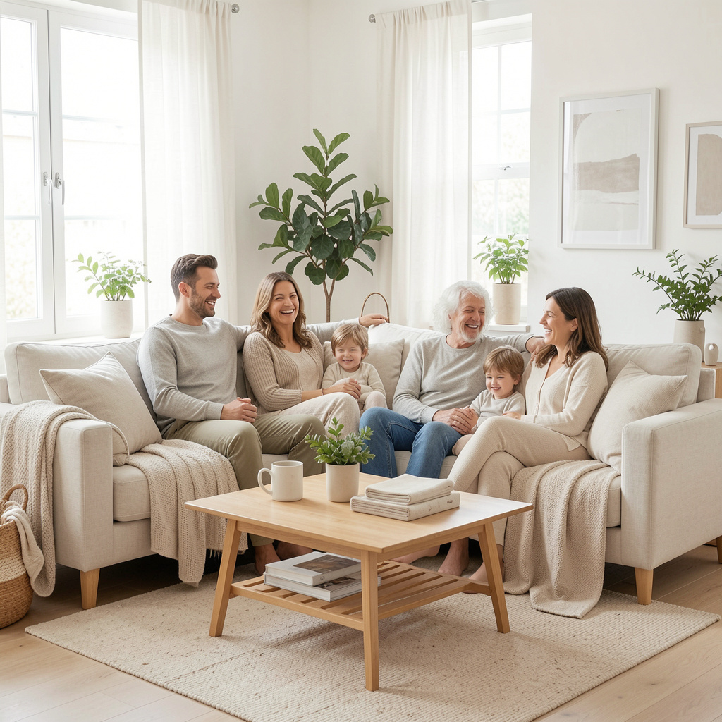 Family relaxing in a clean home after deep cleaning in Perth