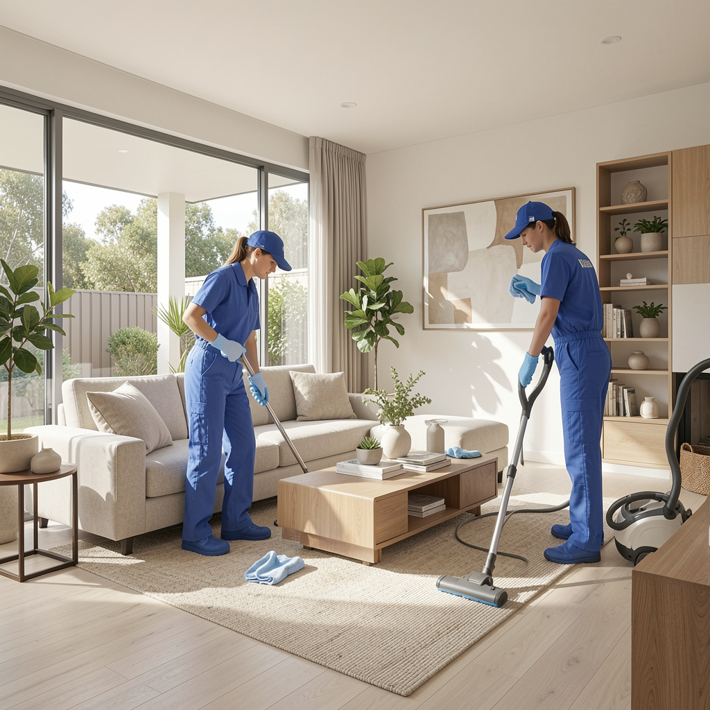 Professional deep cleaning service in Perth cleaning a modern living room